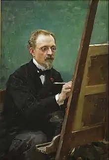 Retrato de su padre, Federico de Madrazo, pintando