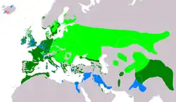 Distribución de Rallus aquaticus