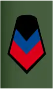 Insignia de cabo primero del Ejército de Colombia.