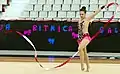Raquel con la cinta en el Torneo «Villa de Jovellanos» en Gijón (2015).