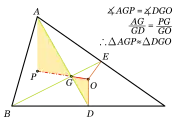 2. Los triángulos AGP y DGO son semejantes.