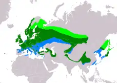 Distribución de Regulus regulus