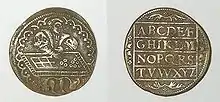 Núremberg, circa 1553, cambio de moneda, Ø 28 mm.