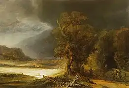 Paisaje con el buen samaritano de Rembrandt, adquirido en el siglo XIX en una subasta de París.