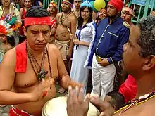 Representación de las tres potencias: María Lionza, Negro Felipe y Cacique Guaicaipuro. Yaracuy, Sorte 2008.