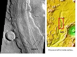 Capas en Reull Vallis, vistas por THEMIS .