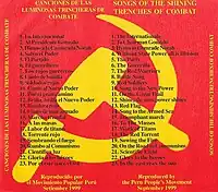 Reverso del álbum de las Canciones de las Luminosas Trincheras De Combate