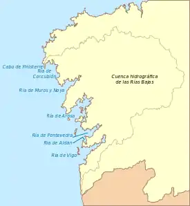 Localización de la Isla de Sálvora dentro de las Rías Bajas.