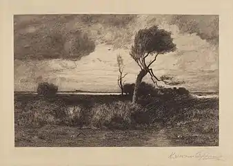 Cerca de la costa, lámina grande (1886) aguafuerte, lámina: 17,4 × 27,1 cm (6 7/8 × 10 11/16 pulg.), Galería Nacional de Arte, Washington, DC