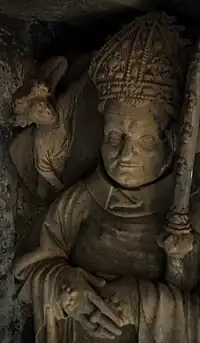 Detalle del sepulcro de Sancho Sánchez en Pamplona.