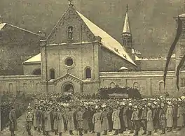 Funeral de Rodolfo de Habsburgo según un dibujo de la época.