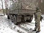 Un camión Ural con el símbolo "Z"