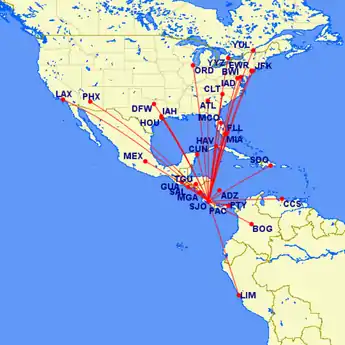 Rutas en América de SJO.