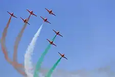 Los acróbatas aéreos Surya Kiran de la fuerza aérea de India el Día de la República