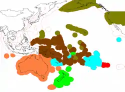      Australia y sus territorios      Nueva Zelanda y sus territorios      Resto de los países miembros del Foro de las Islas del Pacífico      Estados Unidos y sus territorios      Territorios franceses      Territorio británico de Islas Pitcairn (El Reino Unido no es miembro)