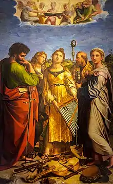 El éxtasis de Santa Cecilia por Rafael, ahora en la Pinacoteca de Bolonia pero originalmente encargada para la San Giovanni