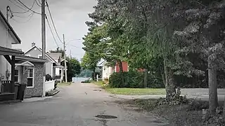 Vista de la rue Tessier en Sainte-Thècle (Quebec) desde la intersección de la rue Masson en julio de 2021.