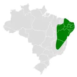 Distribución geográfica del batará crestado.