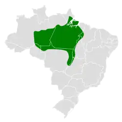 Distribución geográfica del batará luctuoso.