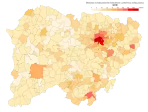 Densidad de población por municipio (2018)