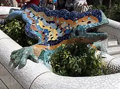 Salamandra en el Parque Güell, de Gaudí.