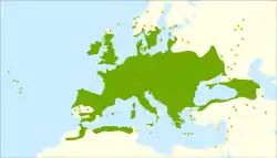 Distribución de Sambucus nigra.