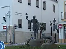 Estatua de San Roque y su perro.