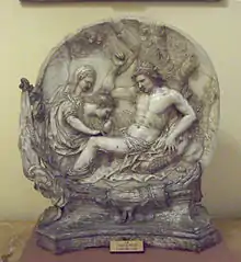 Las dos mujeres con San Sebastián, por Luis Bonifás y Massó, s. XVIII (Madrid, R. Academia de San Fernando)