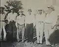 Izquierda a derecha: "El negro" Urbina, Manuel Rodríguez, Luis Fiallos, Luis Rogelio Carbajal Ayala, Federico Gallardo Fuentes y Juan Ramón Cruz Irías. Fotografía del año 1955.