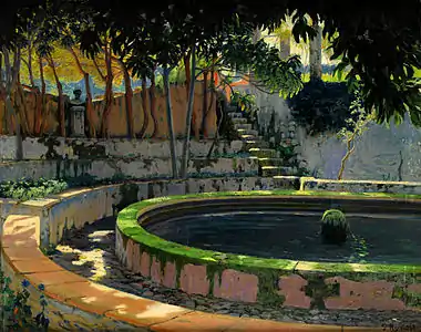 Jardín de las Elegías. Son Moragues (c. 1903). Jardín y alberca de la finca Son Moragues del archiduque Luis Salvador de Austria en Mallorca.