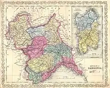 Mapa del reino en 1856.