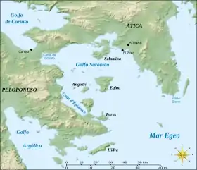 Mapa de la región del golfo Sarónico