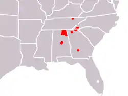 Sarracenia oreophila range