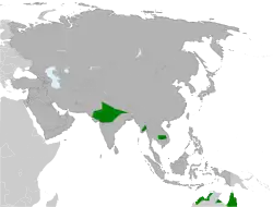 Distribución de la grulla sarus