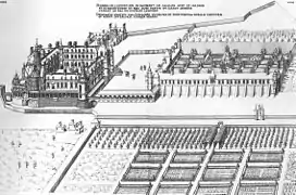 El château y sus jardines reproducidos por du Cerceau en 1576 (grabados de Louis-Henri Brévière).