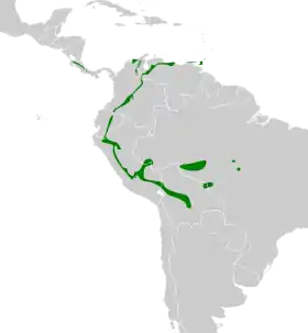 Distribución geográfica del tirahojas gorgigrís.