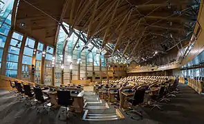 Cámara del Parlamento de Escocia en Holyrood.