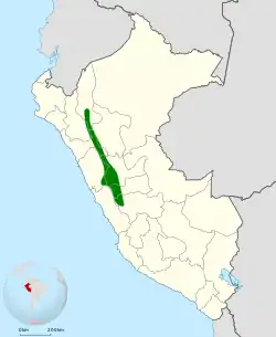 Distribución geográfica del churrín de Tschudi.