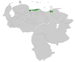 Distribución geográfica del churrín de Caracas.