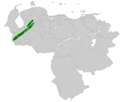 Distribución geográfica del churrín de Mérida.