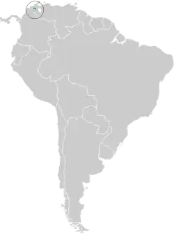 Distribución geográfica del tapaculo de Perijá.