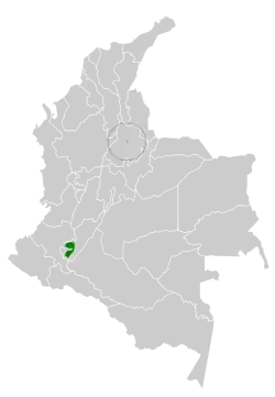 Distribución geográfica del churrín del Alto Magdalena.