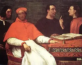 El cardenal Bandinello Sauli de Sebastiano del Piombo, con un diseño de alfombra Lotto, 1516