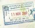 Sello de salida pasaporte boliviano, hasta 2010.