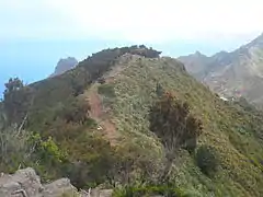 Sendero hacia Afur en lo alto del barranco Guarnada.