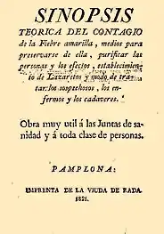 Folleto sobre la fiebre amarilla (1821)