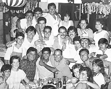 large group of people posing for a photo in Señor Frog's Mazatlan in 1984