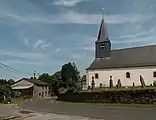 Sensenruth, la iglesia (l'église Saint-Lambert) en la calle