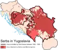 Distribución de los serbios en Yugoslavia en 1992-95.