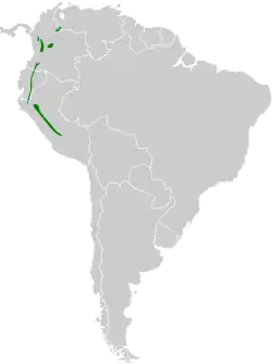 Distribución geográfica de la tangara coroniblanca.